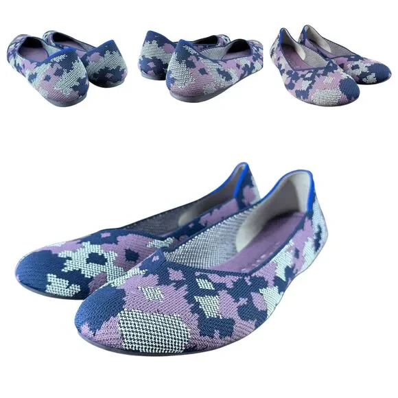 Rothy’s The Flat 11.5 Violet Botanicamo Camo Knit Ballet Shoe Gray Purple Retire - Picture 3 of 9